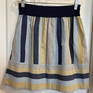 Kookai Striped Cotton Skirt Size 36 (Small) – Navy, Yellow & White